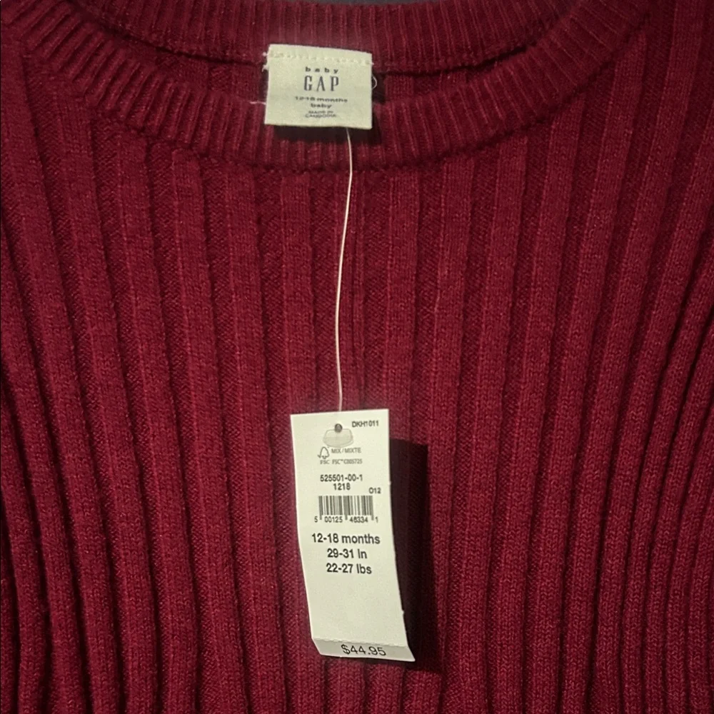 Red Ribbed Knit Sweater - Picture 2 of 5